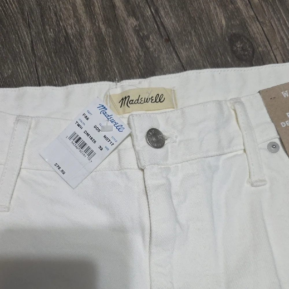 NWT Madewell White Denim Cutoff Shorts Size 33